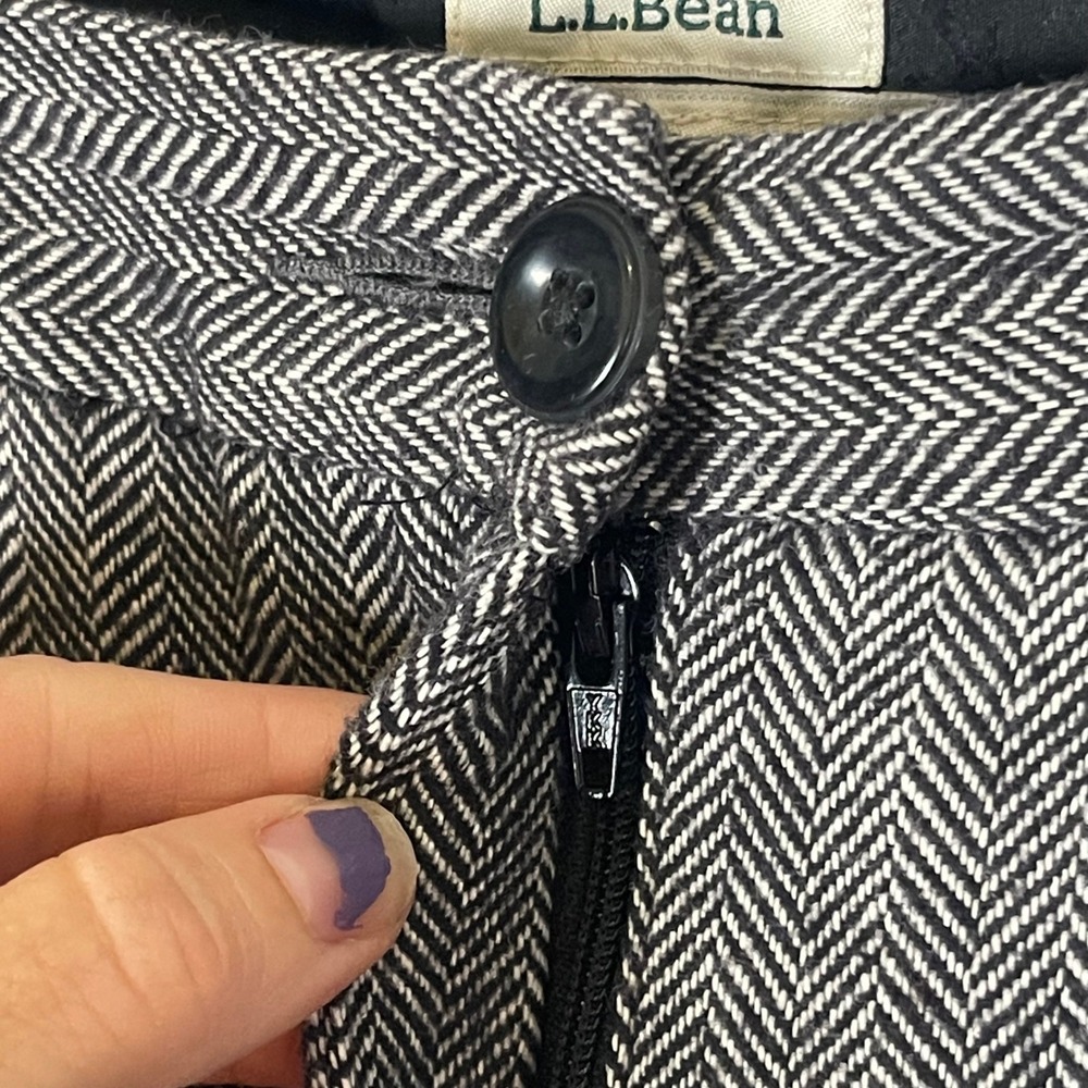 LL Bean Herringbone Dress Pants Trousers Womens 16 Black White Classic Fit‎ - Picture 7 of 15